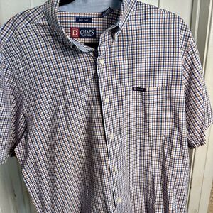 Chaps Men's Blue and White Checkered Shirt